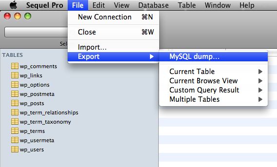 MySQL dump